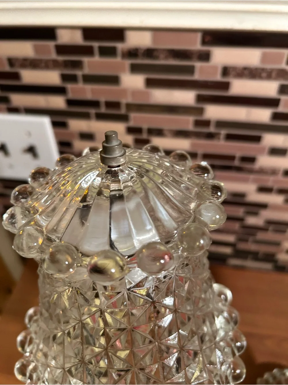 Vintage Crystal Glass Table Lamps - Clear Glass Pair
